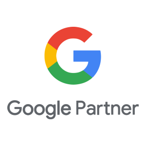 Google Partner badge featuring the Google “G” logo in red, blue, green, and yellow above the words “Google Partner” in gray text.